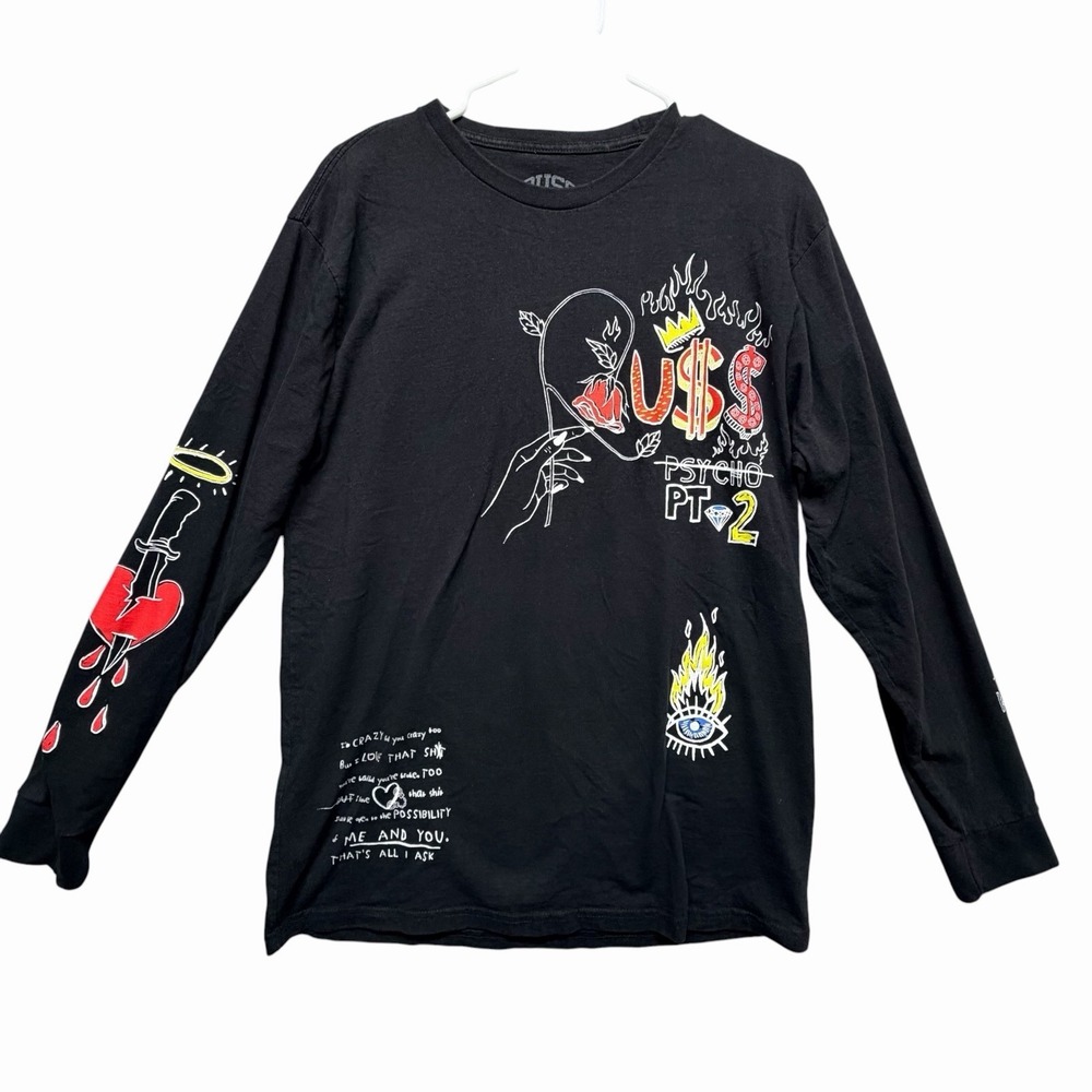 Russ Psycho Pt 2‎ Long Sleeve Graphic T Shirt Black Size Large Concert Merch